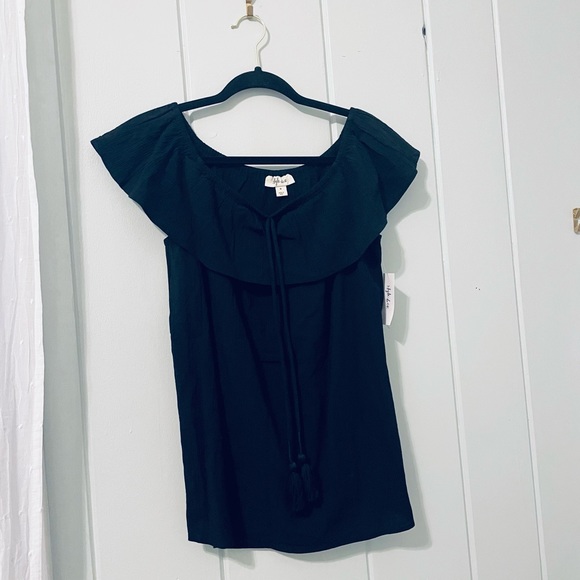 NWT Style & Co. Black Peasant Blouse / M - Picture 2 of 8